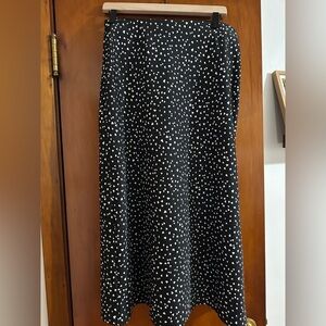 a new day Black Maxi Skirt with White Heart Pattern